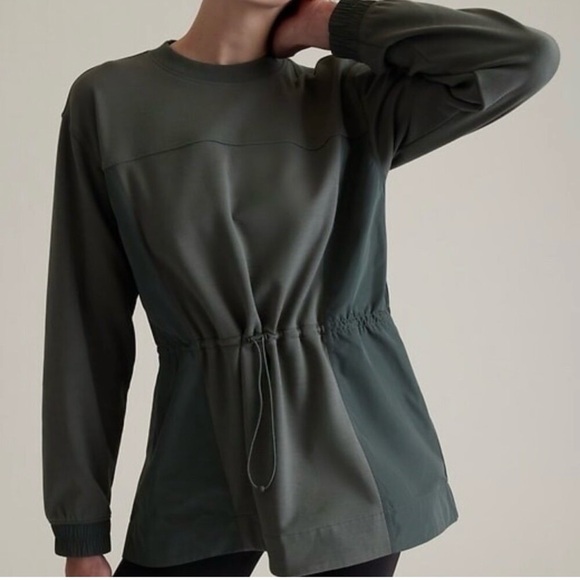 Athleta Dark Olive Ribbed Crewneck Sweatshirt - Picture 7 of 7